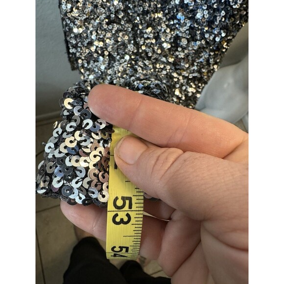 Alexia Admor dressy Blue Silver Ombré sequined DUSTER wrap Jacket cardigan Large - Picture 12 of 15